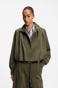 Relaxed-fit blazer with balloon hem, Dark Green