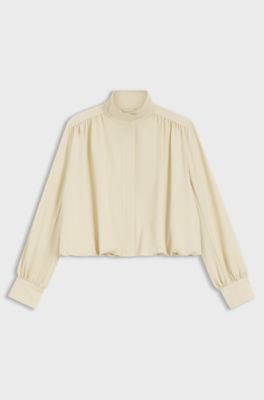 Relaxed-fit blazer with balloon hem, Light Yellow