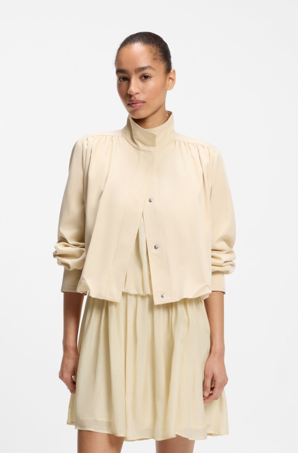 Relaxed-fit blazer with balloon hem