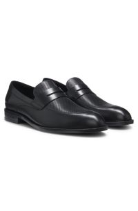 Leather loafers with penny trim, Black