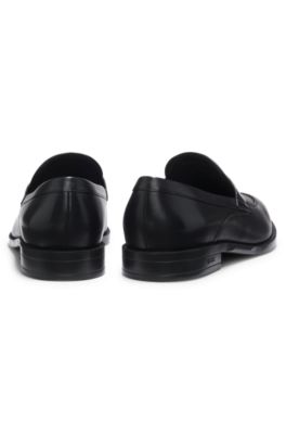 Leather loafers with penny trim, Black