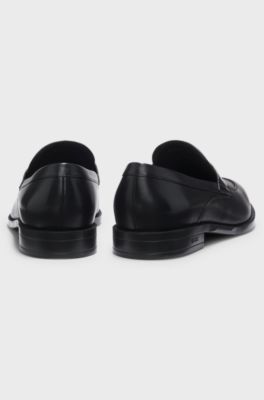 Leather loafers with penny trim, Black