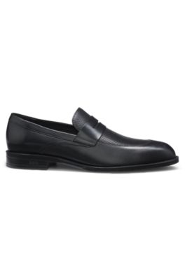 Leather loafers with penny trim, Black