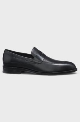 Leather loafers with penny trim, Black
