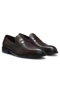 Leather loafers with penny trim, Dark Brown