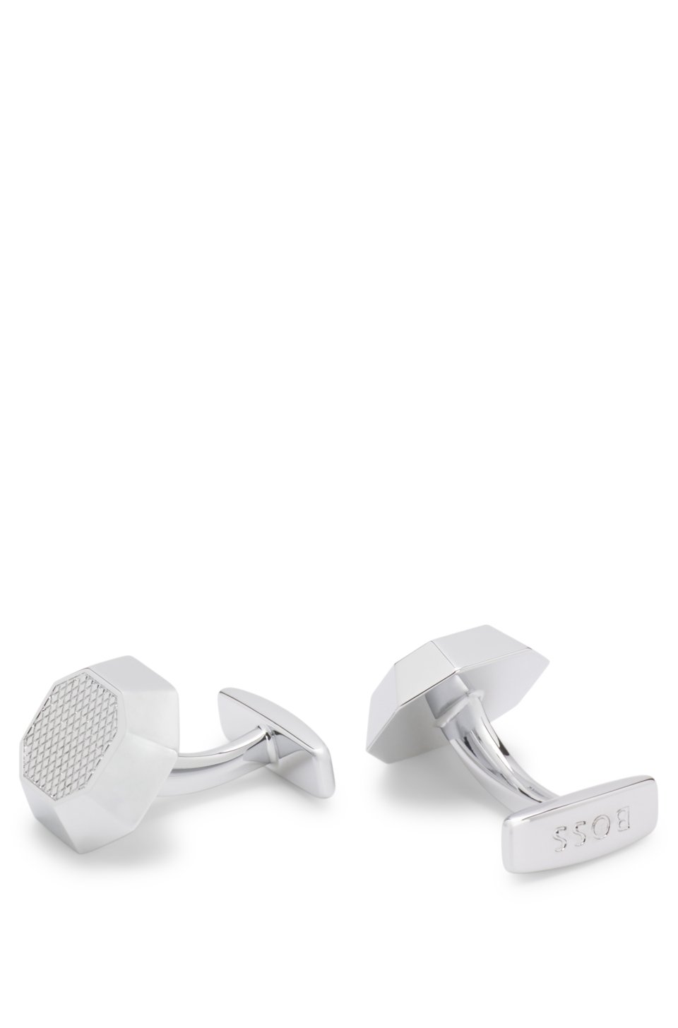 Textured octagonal-shaped cufflinks in brass