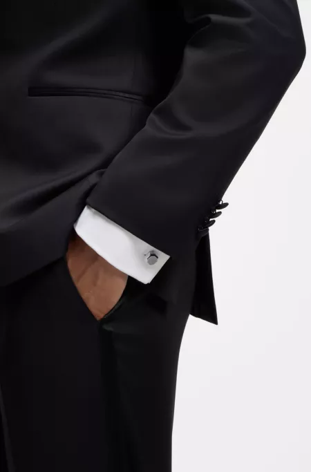 Textured octagonal-shaped cufflinks in brass