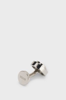 Round cufflinks with reversible design, Black