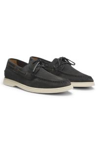 Boat shoes in suede with contrast sole, Dark Grey