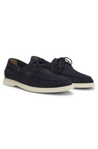 Boat shoes in suede with contrast sole, Dark Blue