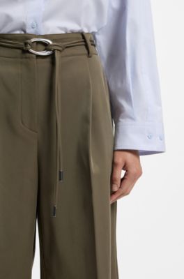 Relaxed-fit shorts with buckled belt, Dark Green