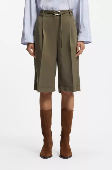 Relaxed-fit shorts with buckled belt