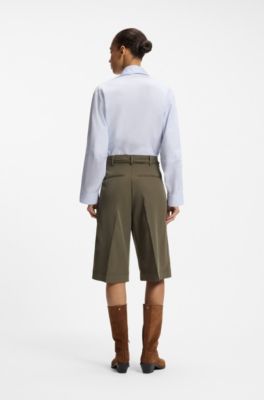 Relaxed-fit shorts with buckled belt, Dark Green