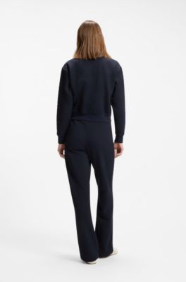 Sweatjacke mit Rei&szlig;verschluss und Stack-Logo am Zipper, Dunkelblau
