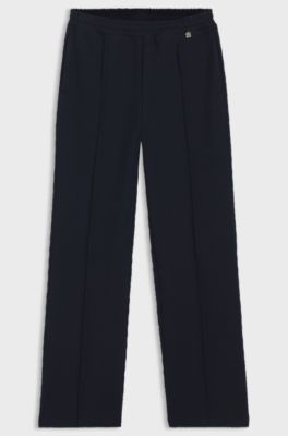 Straight-fit tracksuit bottoms in diamond jacquard, Dark Blue