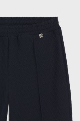 Straight-fit tracksuit bottoms in diamond jacquard, Dark Blue