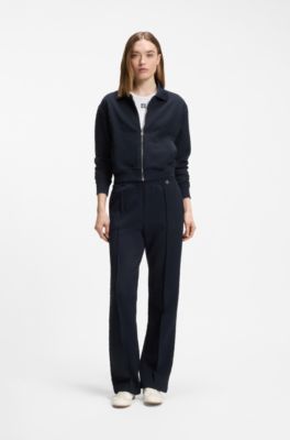 Straight-fit tracksuit bottoms in diamond jacquard, Dark Blue