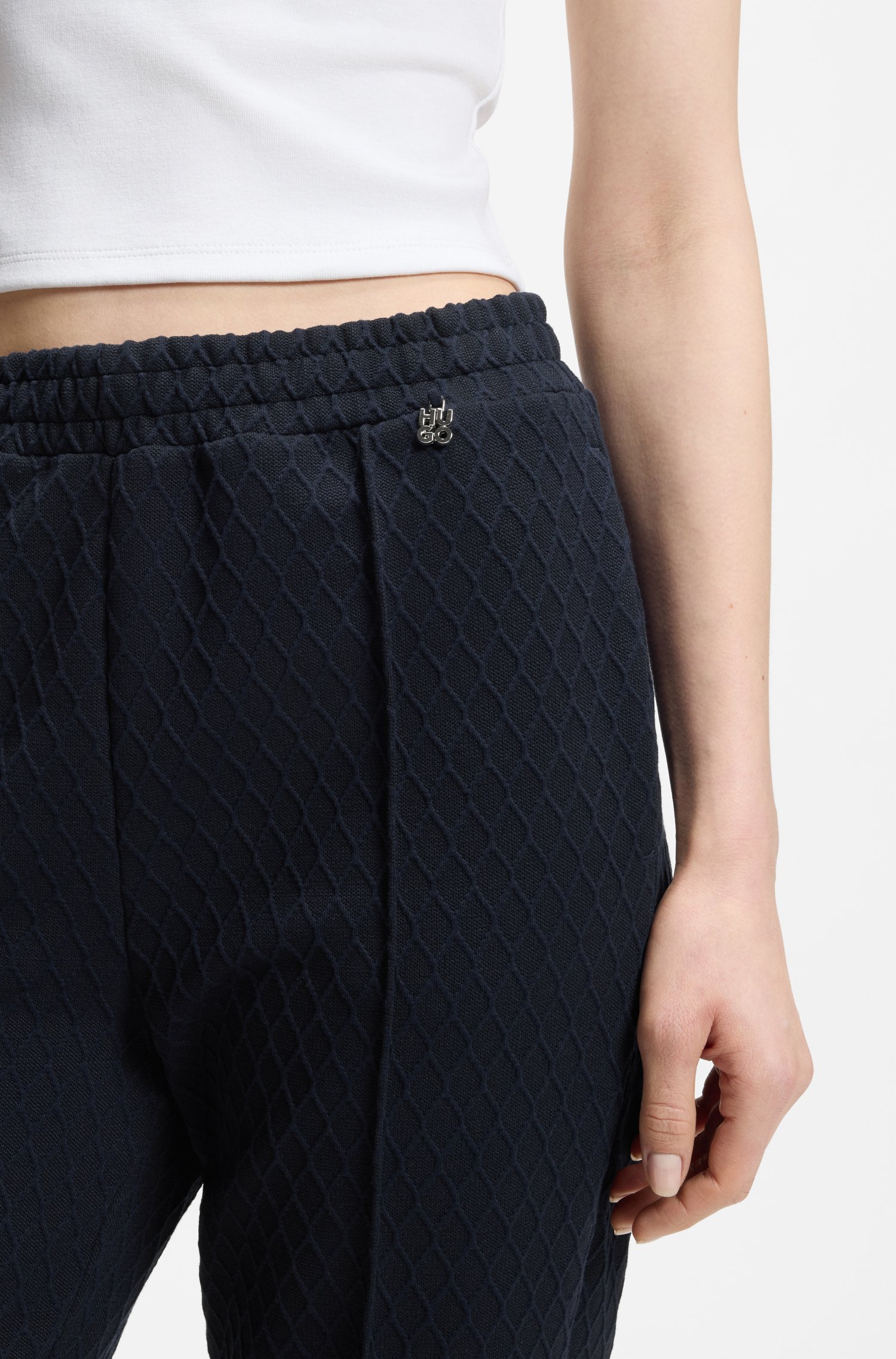 Hugo Straight-fit tracksuit bottoms in diamond jacquard byxor dam – bild 3