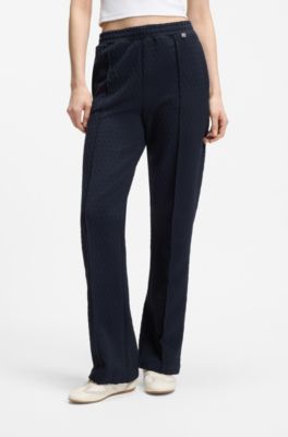 Straight-fit tracksuit bottoms in diamond jacquard, Dark Blue