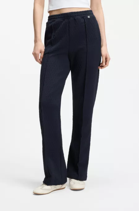 Straight-fit tracksuit bottoms in diamond jacquard