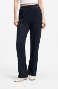 Straight-fit tracksuit bottoms in diamond jacquard, Dark Blue