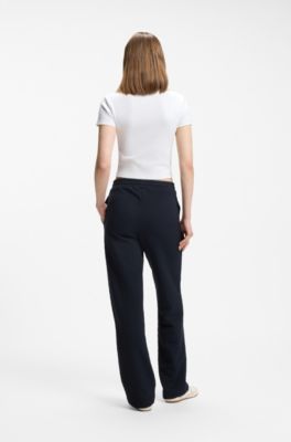 Straight-fit tracksuit bottoms in diamond jacquard, Dark Blue