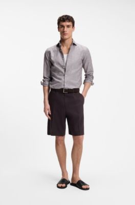 Faux-leather slides with Double B monogram, Black