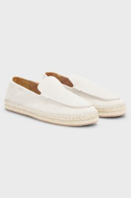 Espadrilles van su&egrave;de met tussenzool van jute, Wit