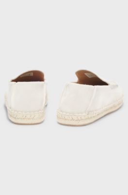 Espadrillas in pelle scamosciata con suola intermedia in juta, Bianco