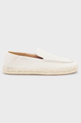 Espadrilles en daim avec semelle interm&eacute;diaire en jute, Blanc