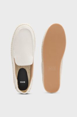 Espadrillas in pelle scamosciata con suola intermedia in juta, Bianco