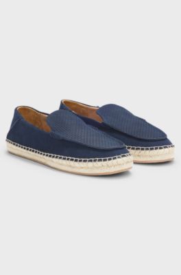 Espadrillas in pelle scamosciata con suola intermedia in juta, Blu scuro