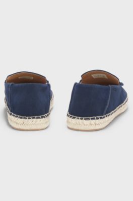 Espadrilles van su&egrave;de met tussenzool van jute, Donkerblauw