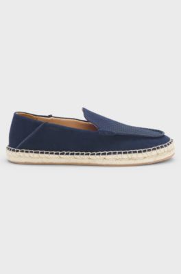 Suede espadrilles with jute midsole, Dark Blue