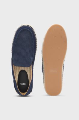 Espadrilles van su&egrave;de met tussenzool van jute, Donkerblauw