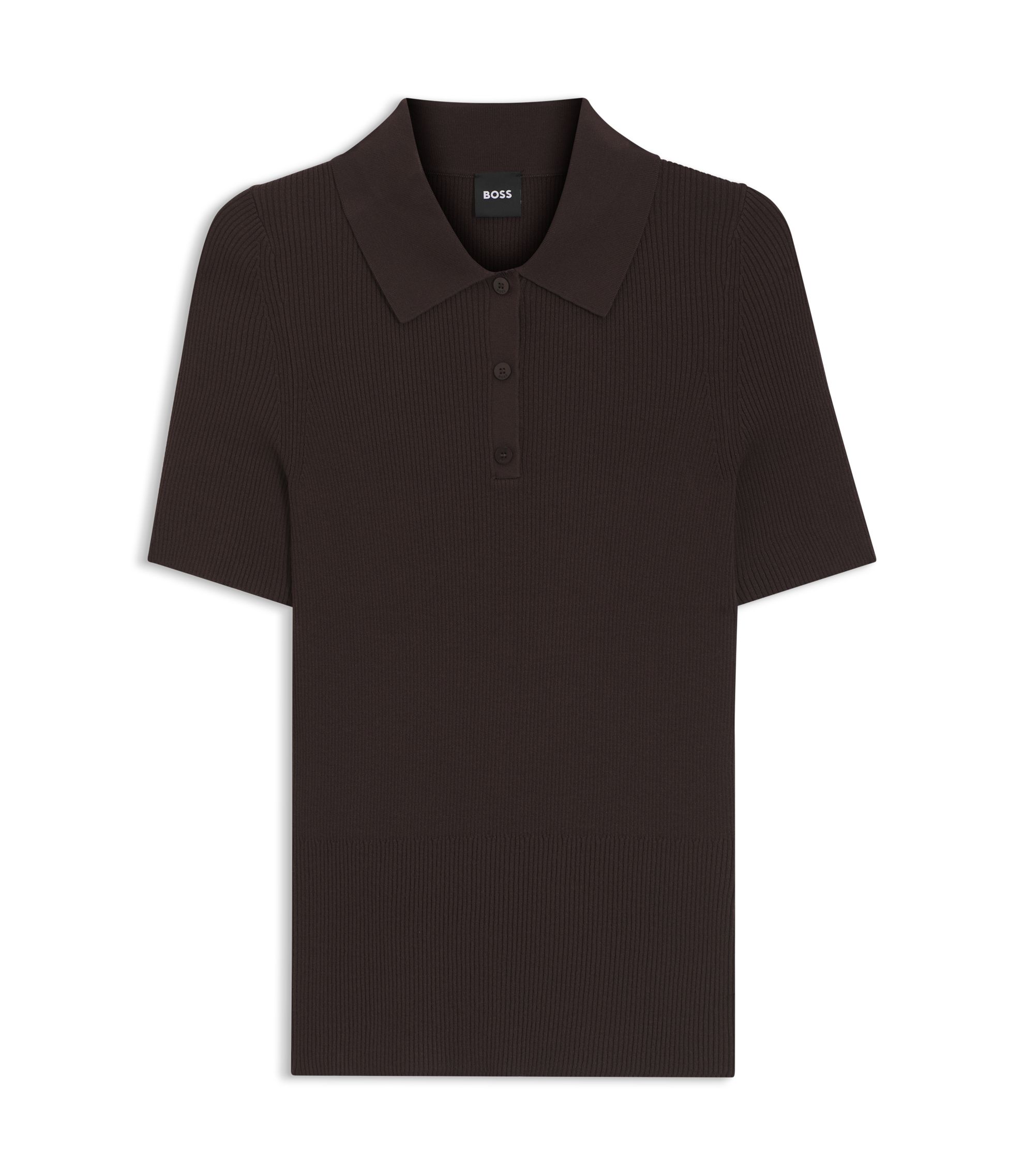 Rippenstrick-Poloshirt aus atmungsaktivem Gewebe