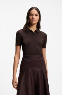 Polo de punto de canal&eacute; en tejido transpirable, Marr&oacute;n oscuro