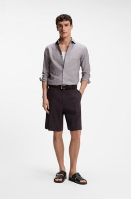 Leather slides with riptape strap, Black