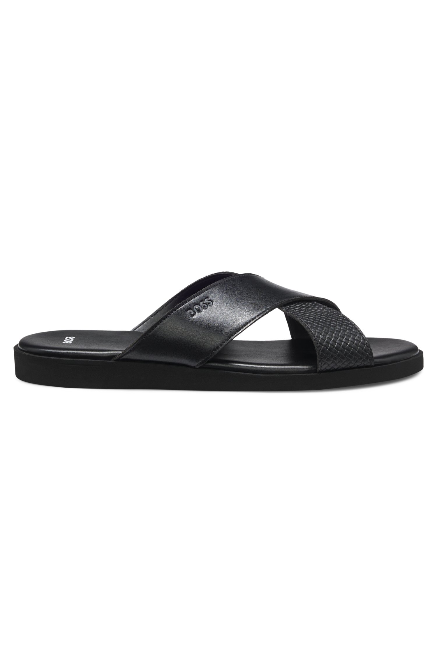 Boss Faux-leather slides with plain and patterned straps sandaler herr – bild 3
