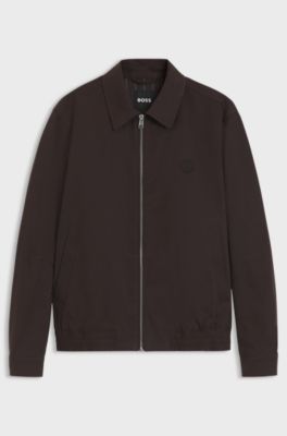Veste d&eacute;perlante avec badge monogramme Double B, Marron fonc&eacute;