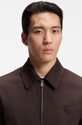 Veste d&eacute;perlante avec badge monogramme Double B, Marron fonc&eacute;