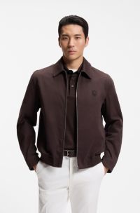 Veste d&eacute;perlante avec badge monogramme Double B, Marron fonc&eacute;