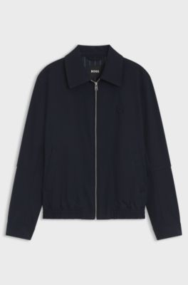 Veste d&eacute;perlante avec badge monogramme Double B, Bleu fonc&eacute;