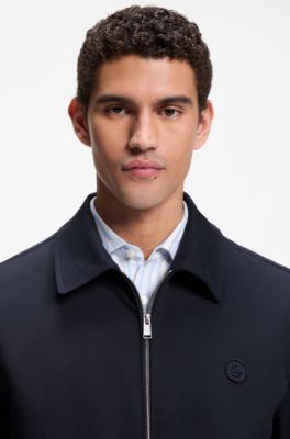 Veste d&eacute;perlante avec badge monogramme Double B, Bleu fonc&eacute;