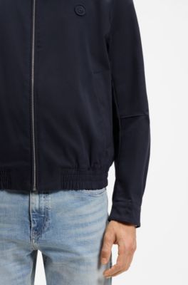 Veste d&eacute;perlante avec badge monogramme Double B, Bleu fonc&eacute;