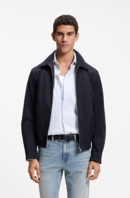 Water-repellent jacket with Double B monogram badge, Dark Blue