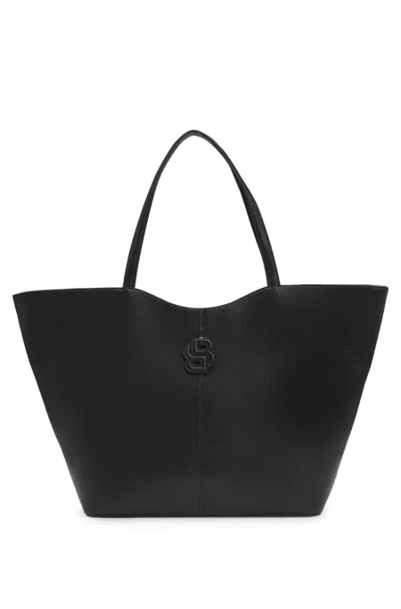 Grained tote bag with Double B monogram