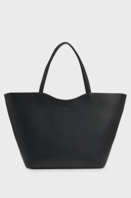 Grained tote bag with Double B monogram, Black