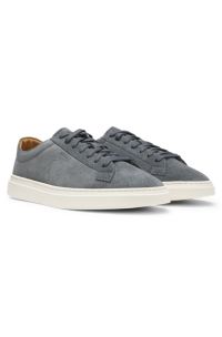 Suede trainers with embossed logo, Dark Grey