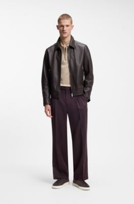 Suede trainers with embossed logo, Dark Brown